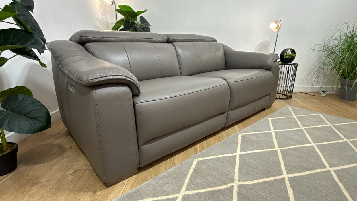 Sofology Carrera Leather 2.5 Seater Power Recliner/Headrest in Trusty Embossed Elephant