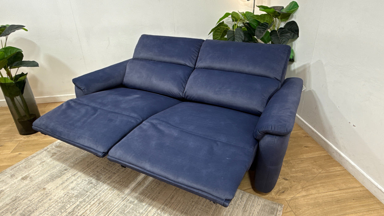 Sofology Ripley Fabric 2.5 Seater Power Recliner/Headrest Lumbar Support in Lifestyle Flecked Navy