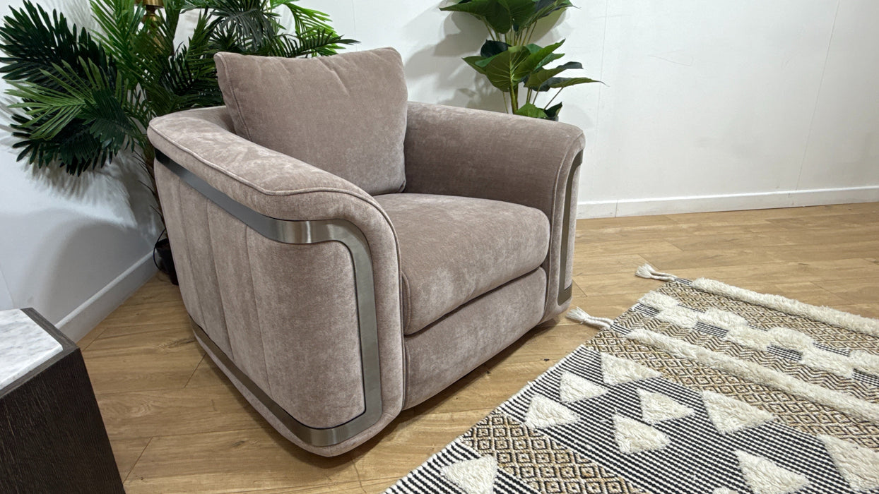 Sofology Plaza Fabric Swivel Chair in Relaxed Chenille Nutmeg