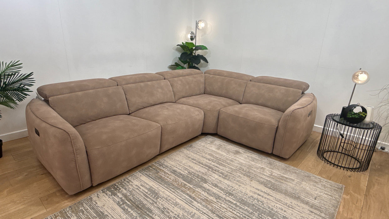 Sofology Serene Fabric 3 Corner 1 Power Recliner/Headrest in Lifestyle Mottled Latte