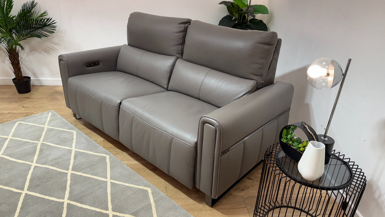 Sofology Ravello Leather 2.5 Seater Power Recliner/Headrest in Trusty Embossed Elephant