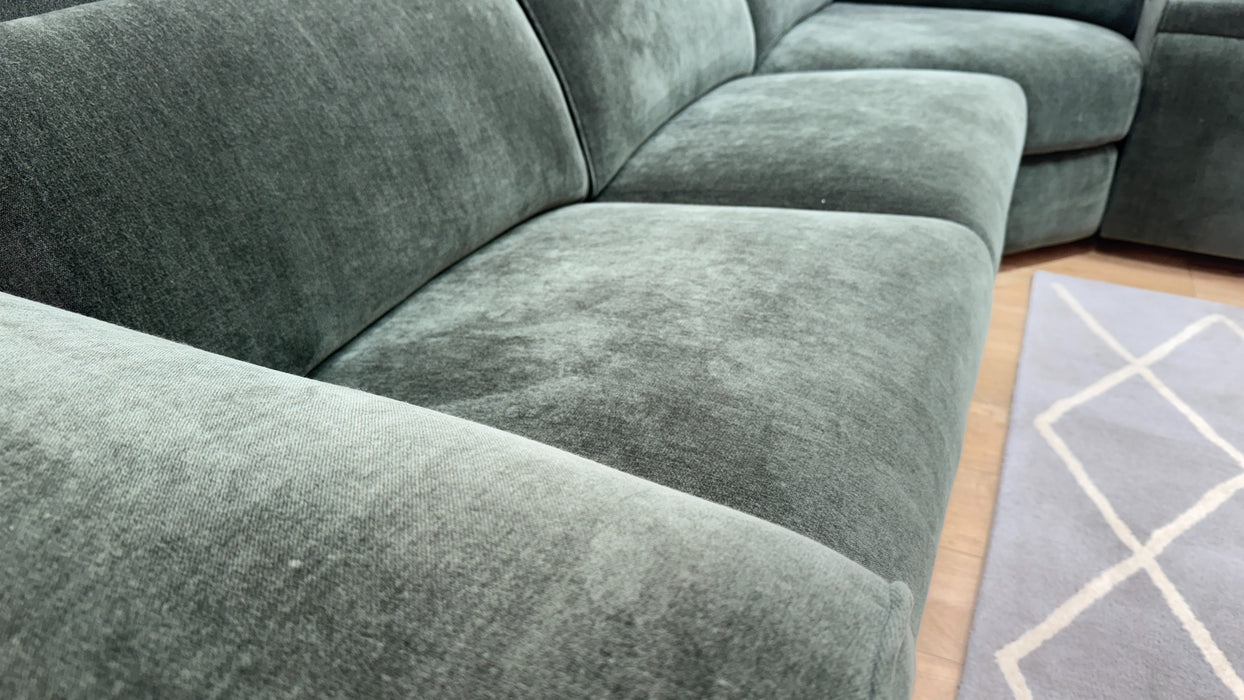 Sofology Plaza Fabric 3 Corner Smart Console 1.5 Power Recliner/Headrest in Relaxed Chenille Pine