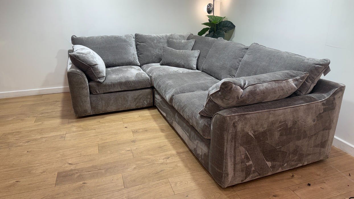 Sofology Georgio Fabric 1 Corner 3 Feather Flex Seats in Luxe Chenille Pewter