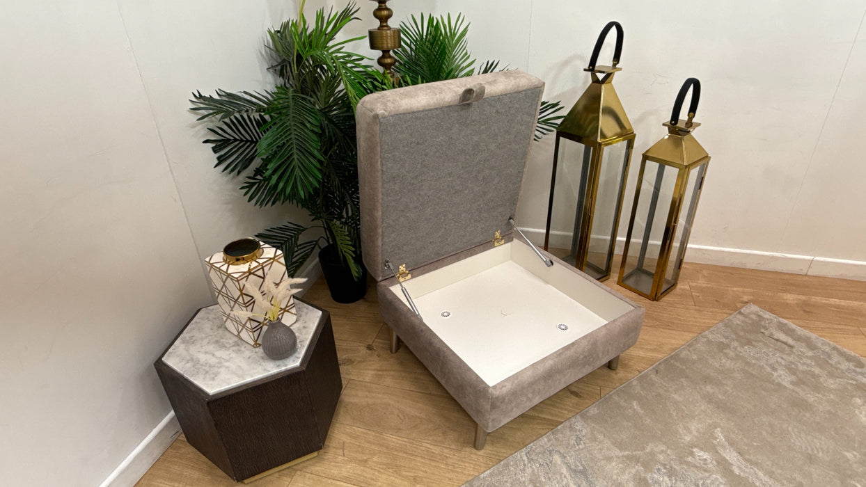 Sofology Hackney Fabric Storage Memory Foam Footstool in Lifestyle Dapple Fabric Stone