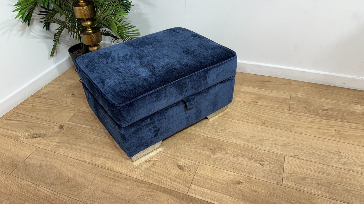 Sofology Valentina Fabric Storage Footstool in Luxury Chenille Navy