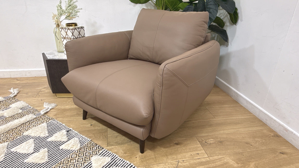 Sofology Adler Leather Chair in Trusty Matt Mushroom