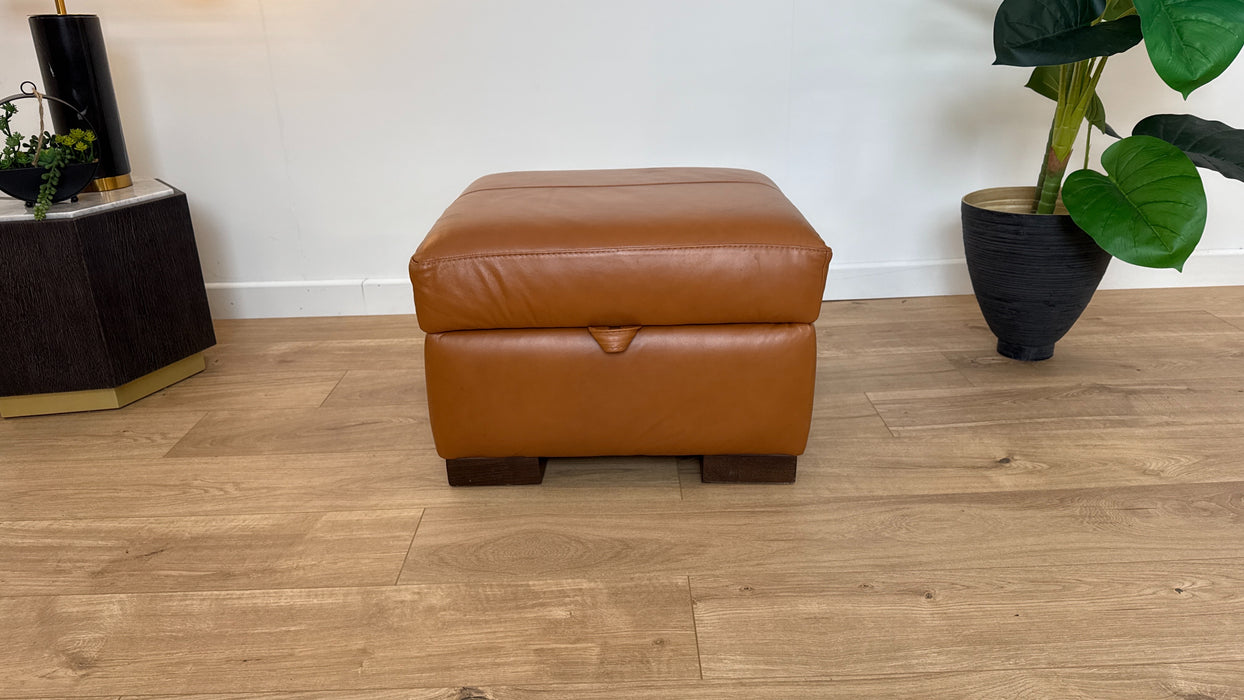 Fellini Leather Storage Footstool Alaska Brittany