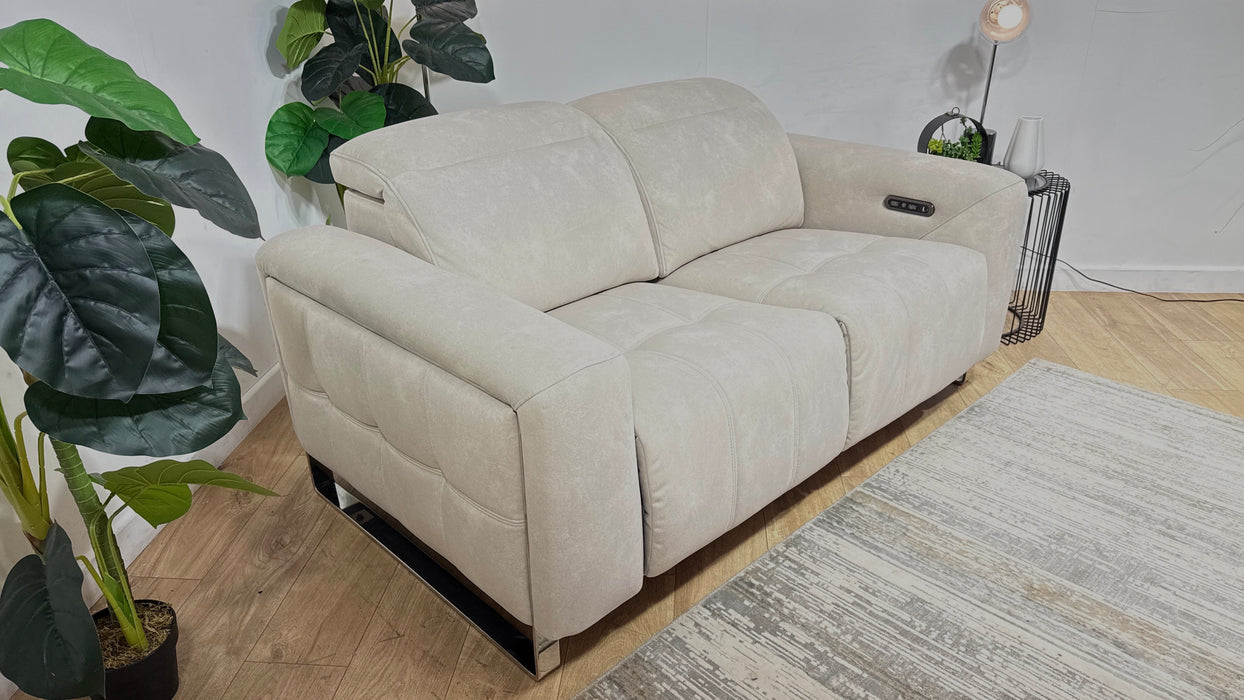 Sofology Marvella Fabric 2 Seater Power Recliner/Headrest in Lifestyle Flecked Ivory