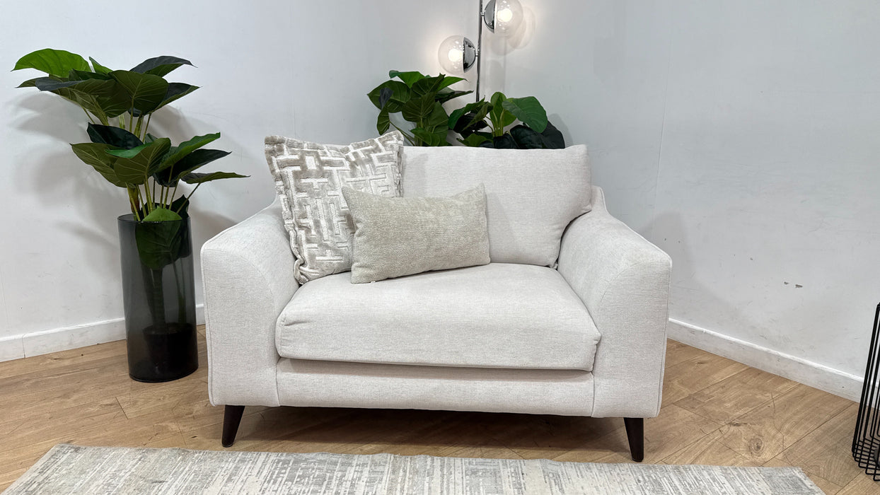 Sofology Mayfair Fabric Loveseat Foam Seat in Linen Look Chenille Mist/Pearl Mix