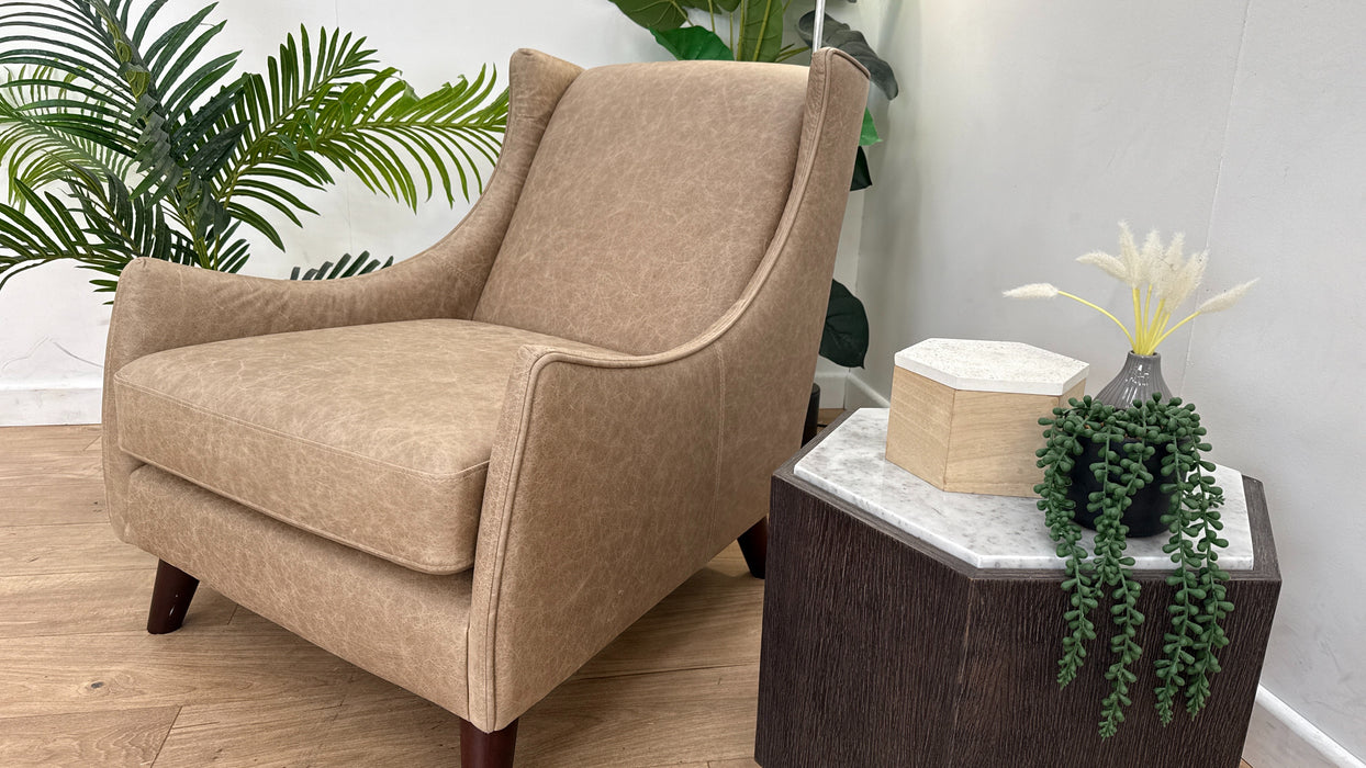 DFS Dulwich Leather Accent Chair in Taupe