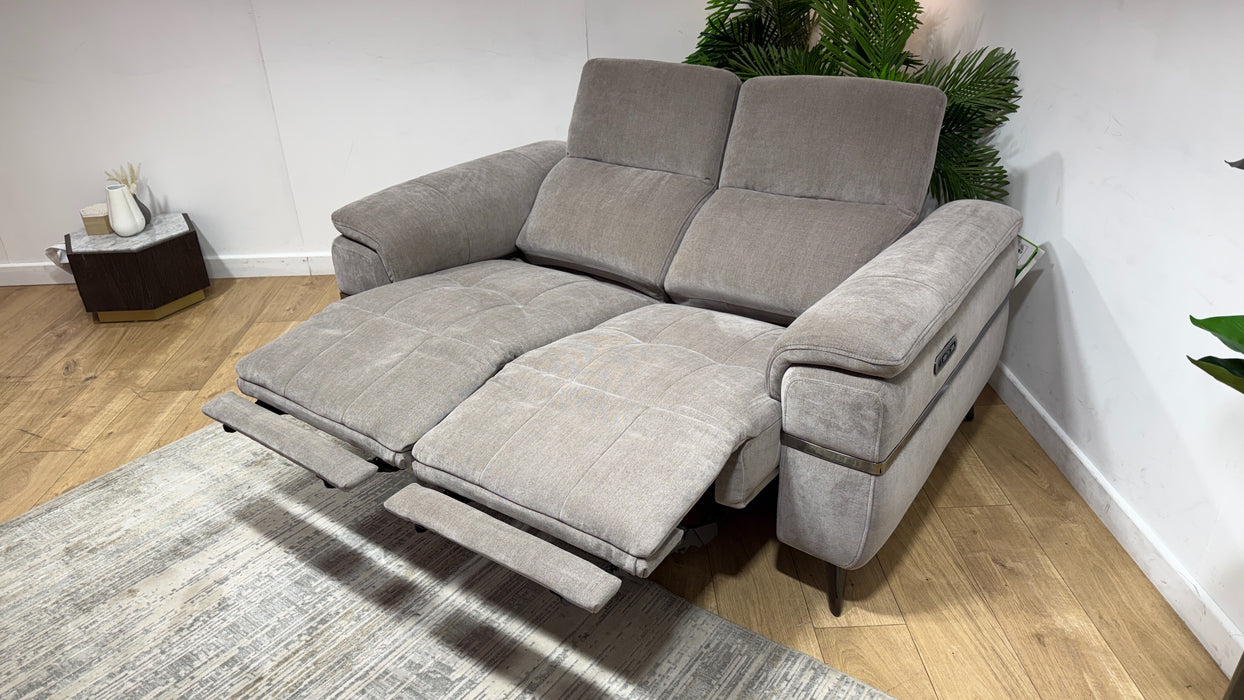 Sofology Milan Fabric 2 Seater Power Recliner/Headrest with Trim in Relaxed Chenille Nutmeg