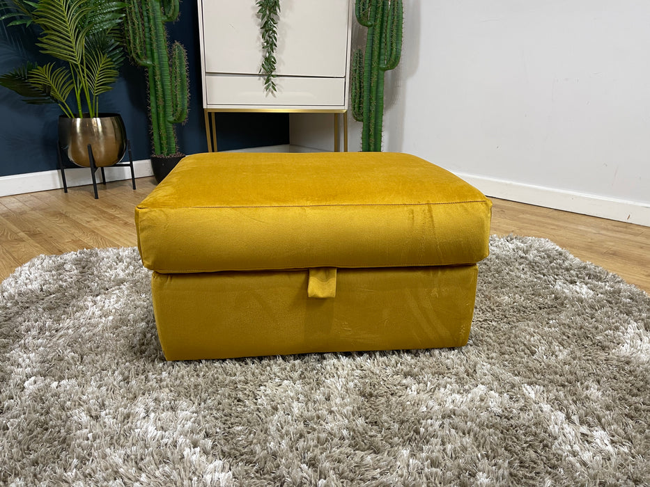Ambleside Storage Footstool Velvet Mustard Fabric (WA2)