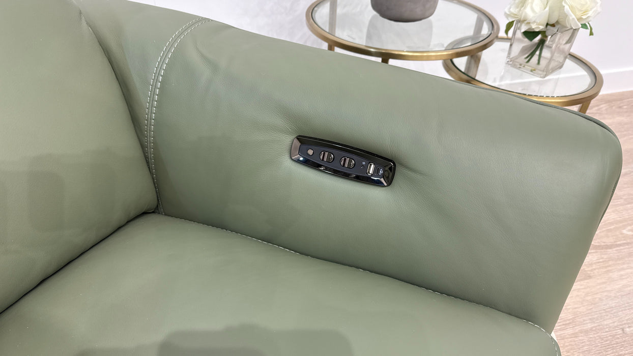 Sofology Elara 3 Seater Power Recliner With Power Headrest In Sage Green