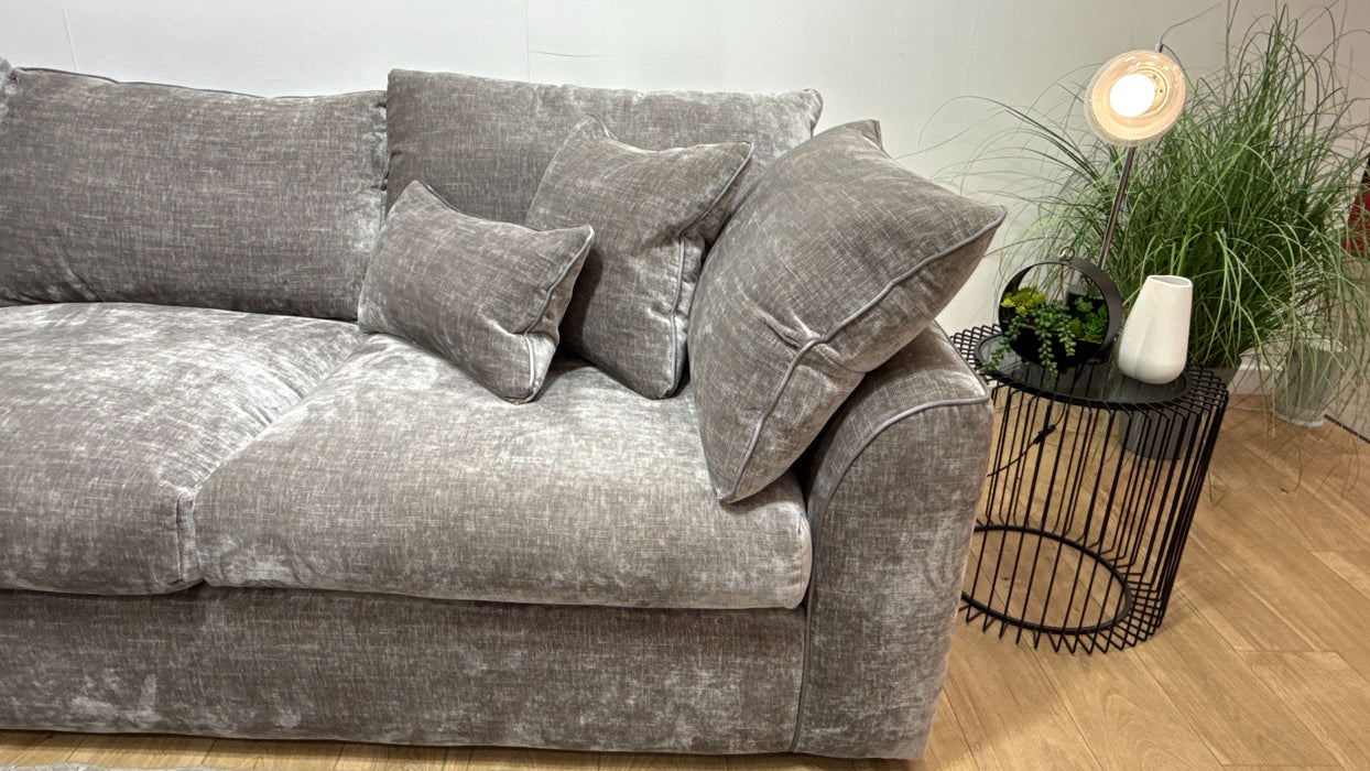 Sofology Georgio Fabric 1 Corner 3 Feather Flex Seats in Luxe Chenille Pewter Mix