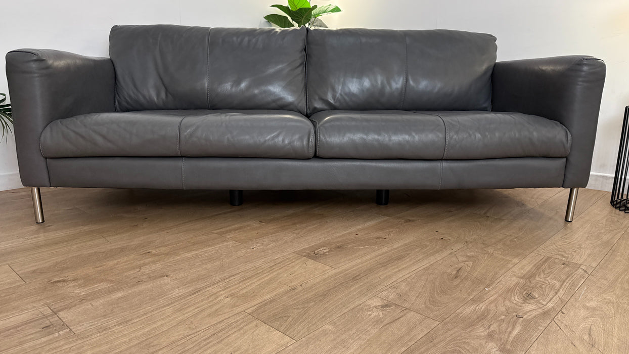 Sofology The Massimo 3 Seater Leather Sofa in Caruso Fog