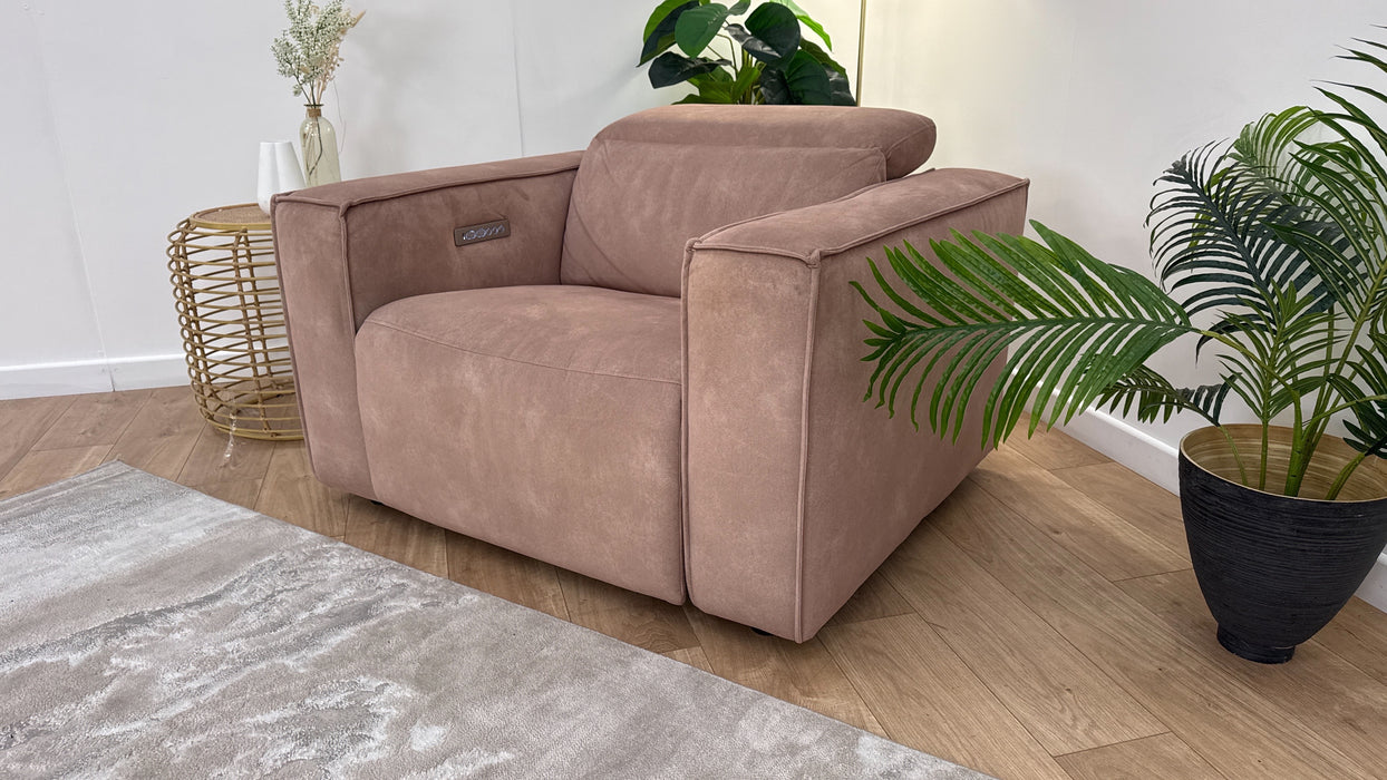 Sofology The Horizon Fabric Loveseat Power Recliner/Headrest in Lifestyle Flecked Sand