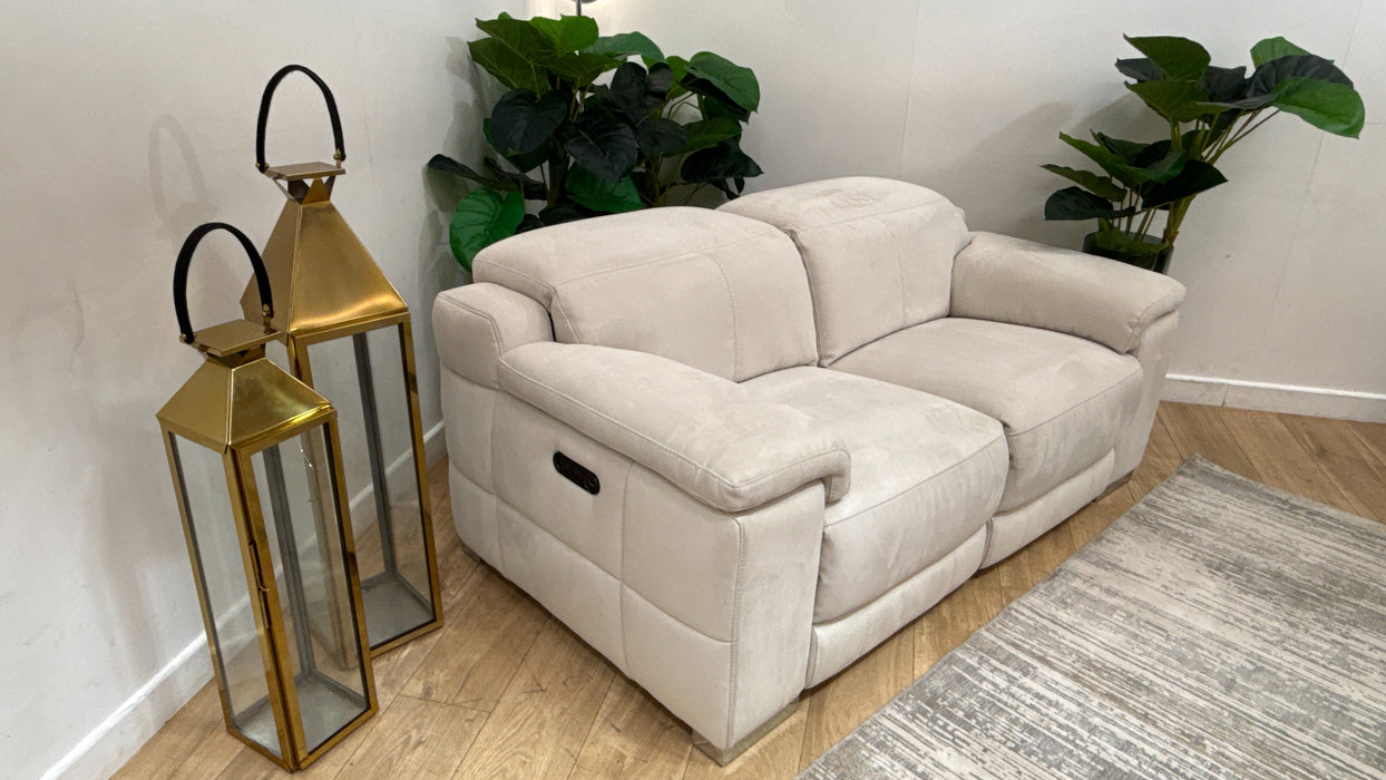 Sofology Laurence Fabric 2 Seater Power Recliner/Headrest in Toronto Beige