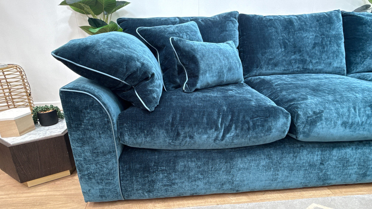 Sofology Georgio Fabric 3 Corner 3 Feather Flex Seats in Luxe Chenille Teal Mix