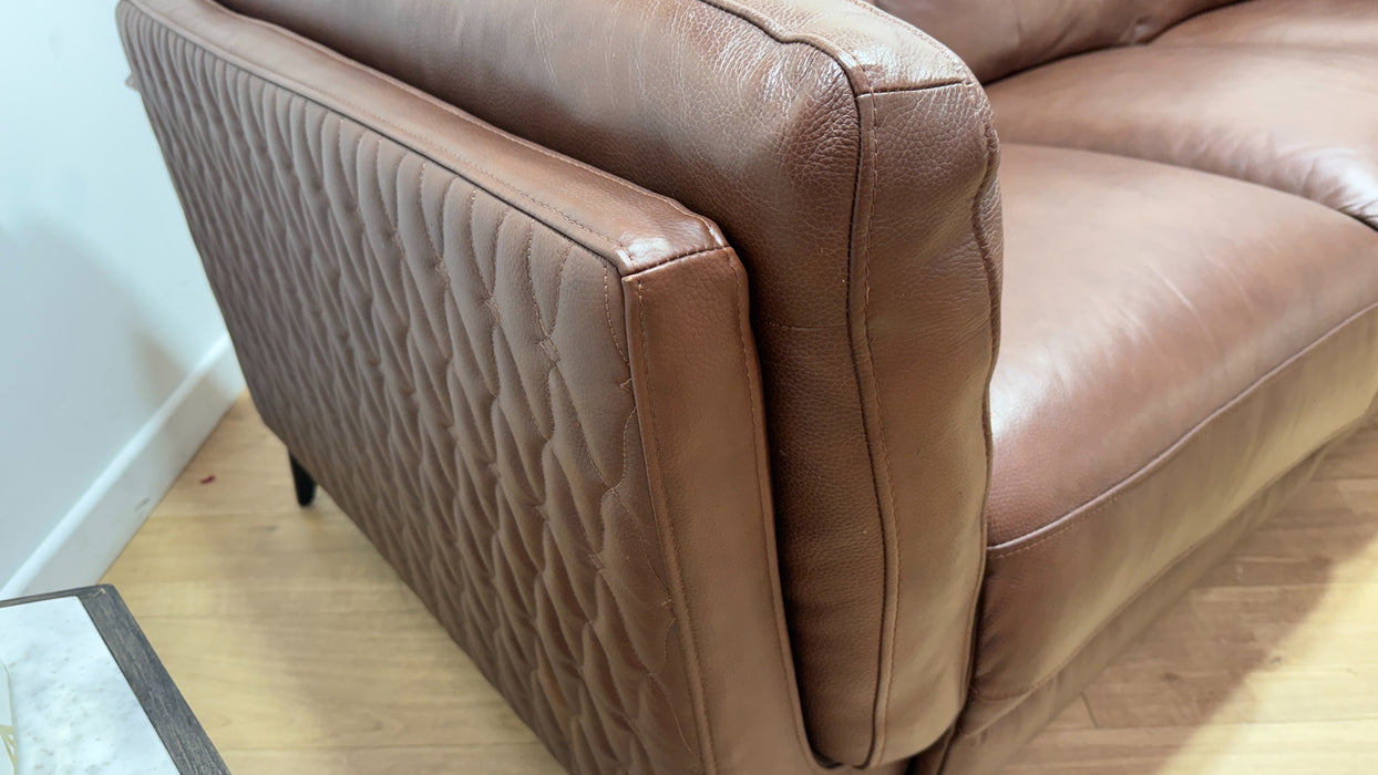 Sofology Muse Leather 3 Seater Power Recliner Supportive Headrest in Trusty Embossed Chestnut