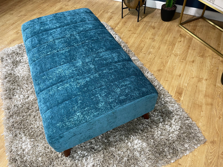 Midland Hill Bench Footstool Meridian Teal Fabric (WA2)