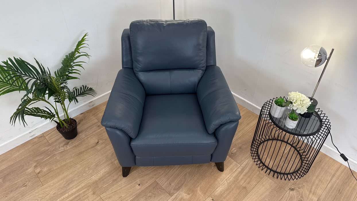 Chester 1 Seater - Leather Power Reclining Chair - Smoke Blue