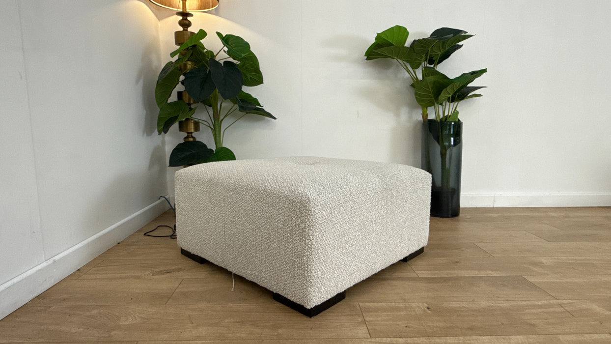 Sofology Artisan Fabric Designer Footstool in Chunky Boucle Natural