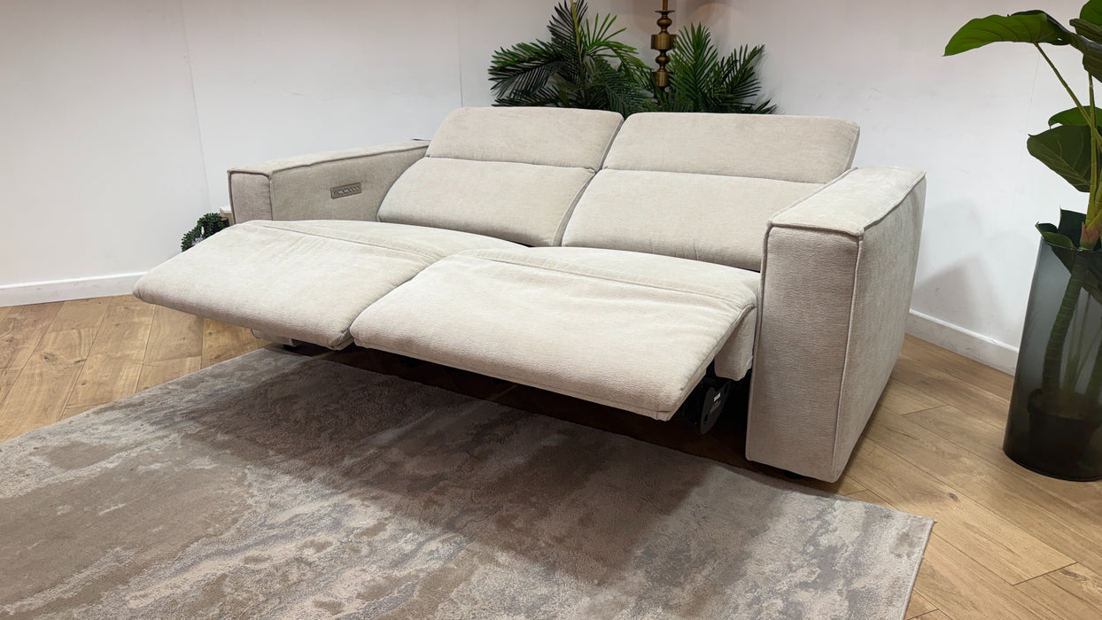 Sofology Horizon Fabric 2.5 Seater Power Recliner/Headrest in Textured Chenille Stone