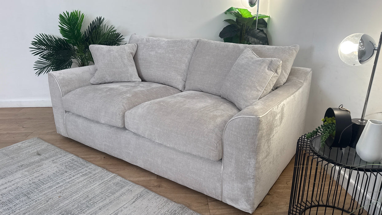 Sofology Georgio Fabric 3 Seater Extra Flex Seats in Luxe Chenille Oyster Mix