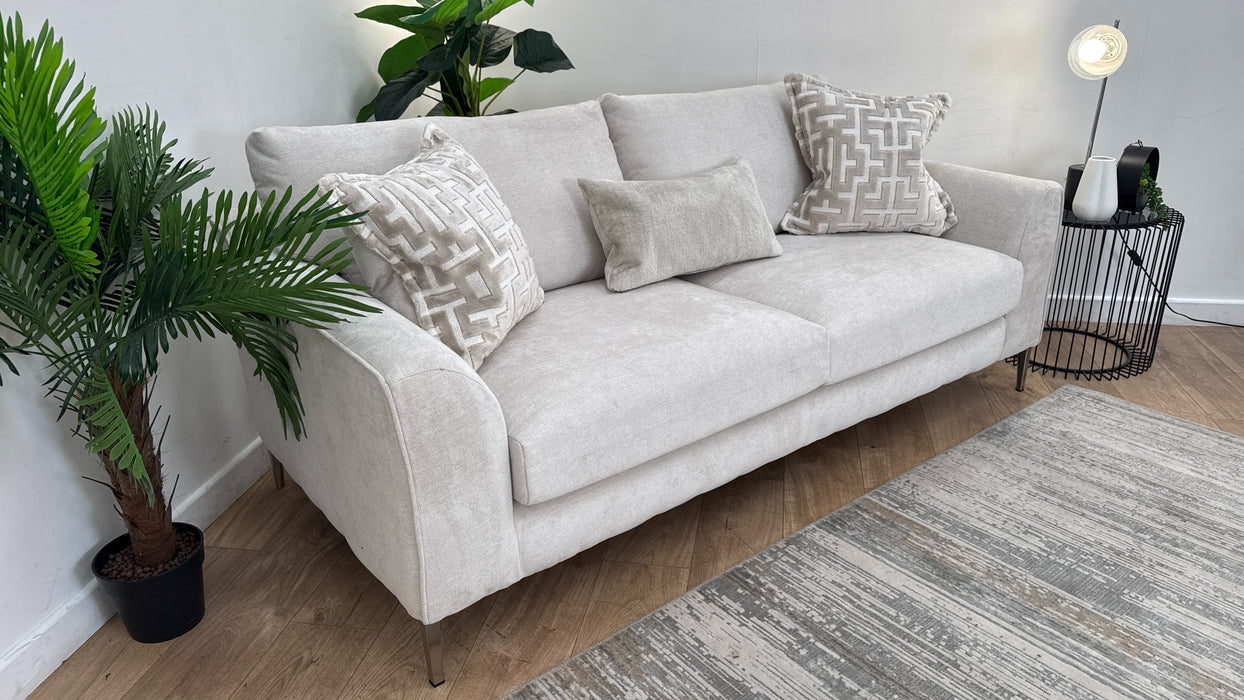 Sofology Mayfair Fabric 3 Seater Foam Seats in Linen Look Chenille Mist/Pearl Mix