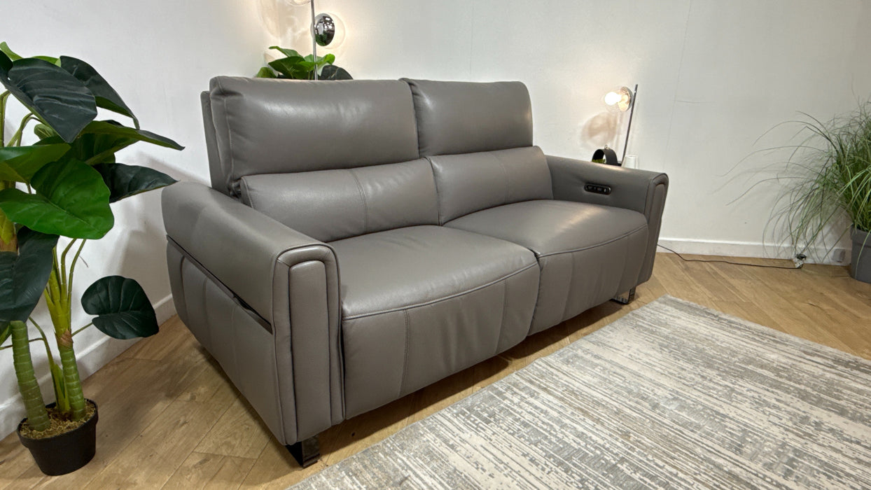 Sofology Ravello Leather 2.5 Seater Power Recliner/Headrest in Trusty Embossed Elephant