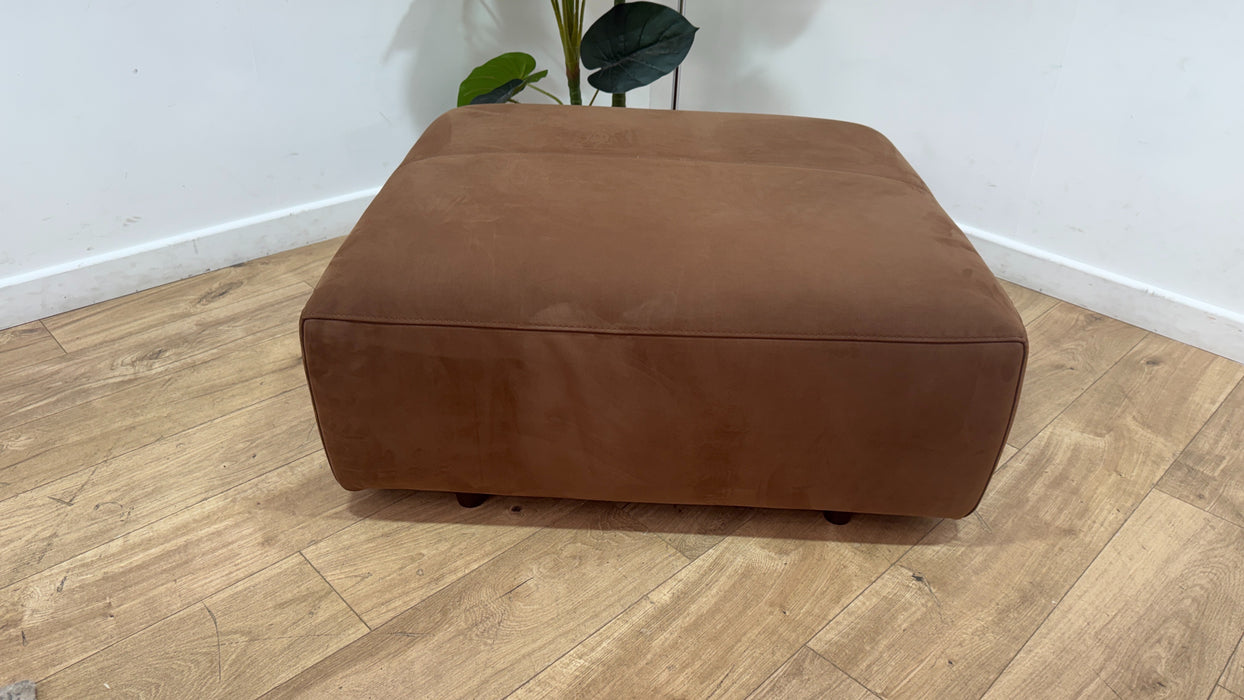 Sofology Tessuto Fabric Designer Footstool in Lifestyle Nubuck Feel Pecan