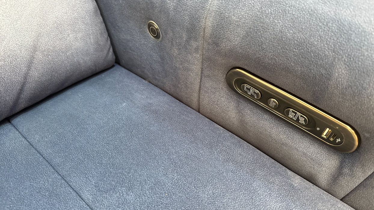 Sofology Paramount Fabric 2.5 Seater Console Power Recliner/Headrest Heated Seats Speakers in Lifestyle Flecked Navy