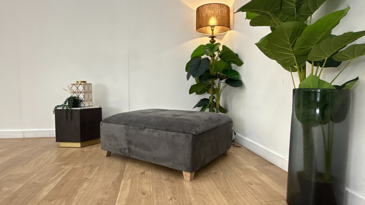 Sofology The Ascot Fabric Storage Footstool in Soft Sherpa Slate