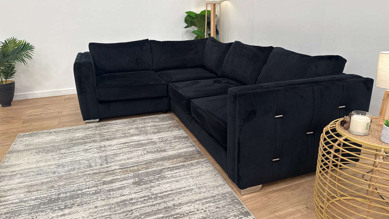 Sofology The Titan 1 Corner 2 Fabric Sofa in Festival Black/Bronze Mix
