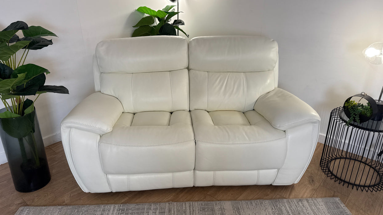 Sofology Radleigh Leather 2 Seater Manual Recliner in Trusty Soft Sheen White