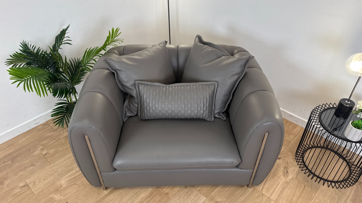 The Empress Loveseat - Leather - Grey