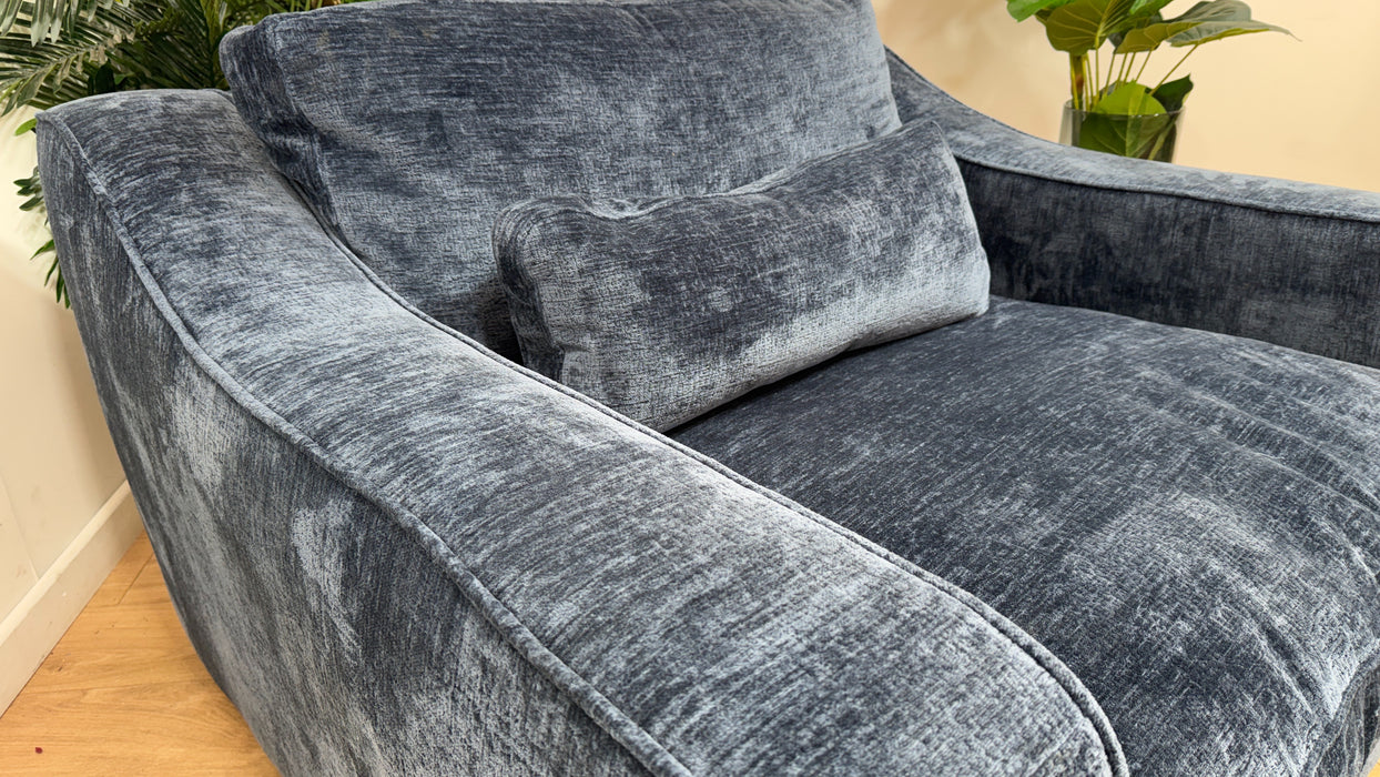 Sofology Bellagio Fabric Loveseat Reversible Feather Flex Seats in Chunky Luxe Chenille Ink Mix