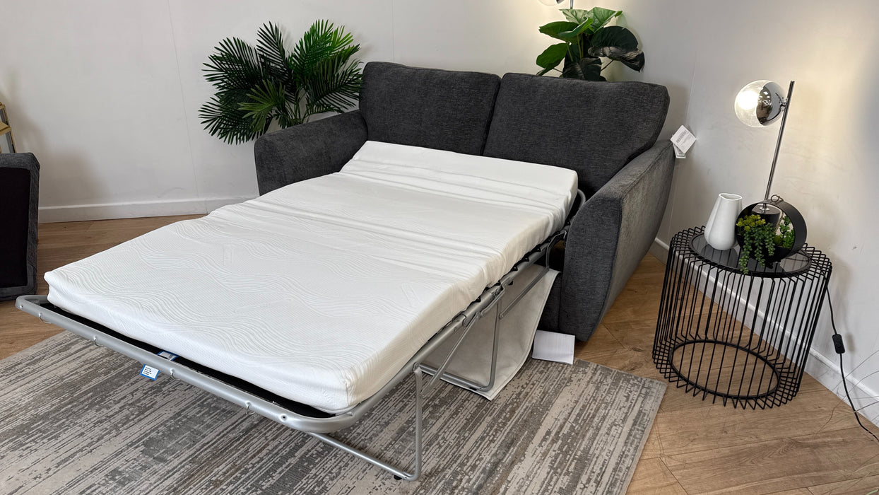 Sofology The Hackney Fabric 2 Seater Sofa Bed Hybrid Pocket Sprung Mattress in Linen Look Chenille Charcoal Mix