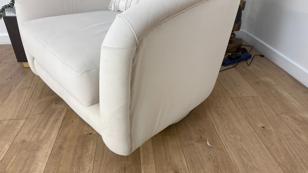 Sofology The Oscar Fabric Swivel Chair in Super Matt Velvet Ecru Mix