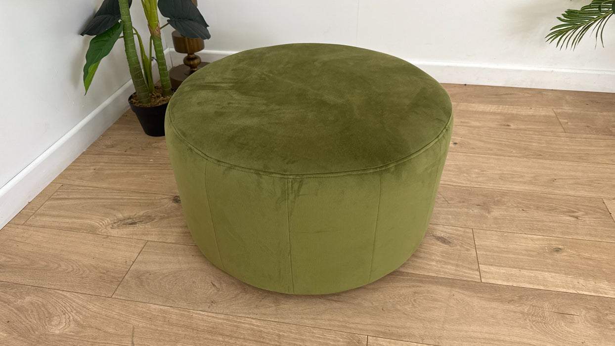 Sofology The Fitzrovia Fabric Designer Footstool in Matt Velvet Olive Without Trim