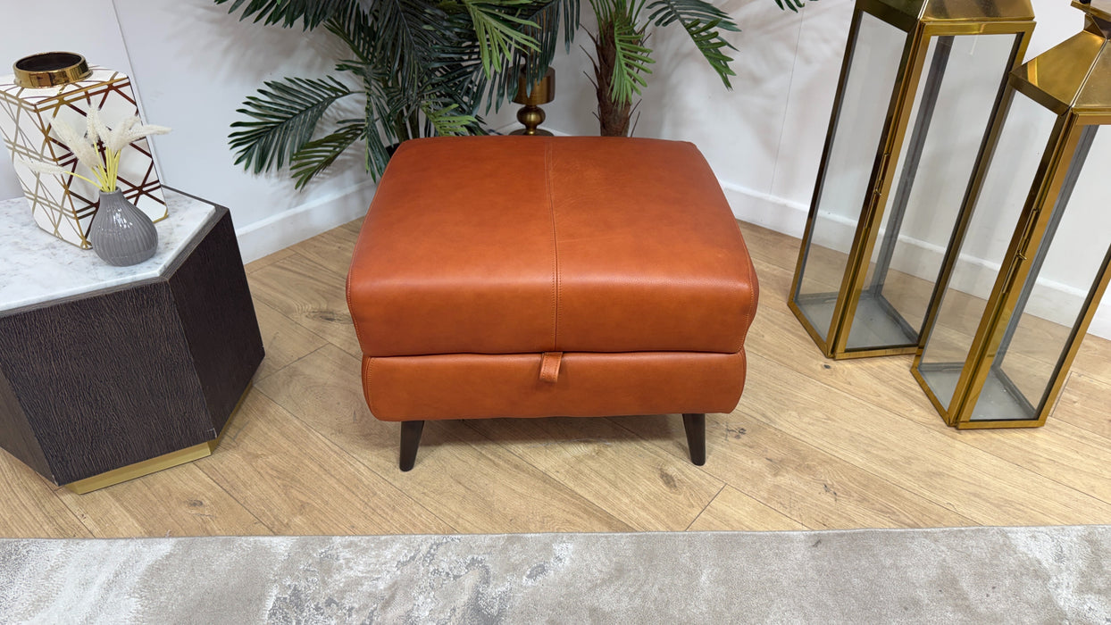 Sofology Adler Leather Storage Footstool in Relaxed Soft Amber