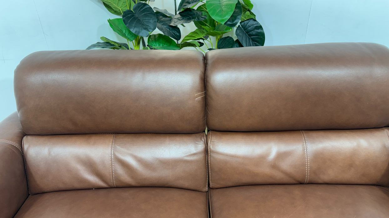 Sofology Illinois Leather 3 Seater Power Recliner/Headrest in Relaxed Soft Brown