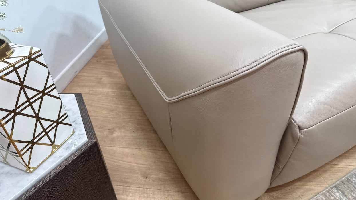 Sofology Riviera Leather 3 Seater Motion Chaise in Trusty Embossed Stone