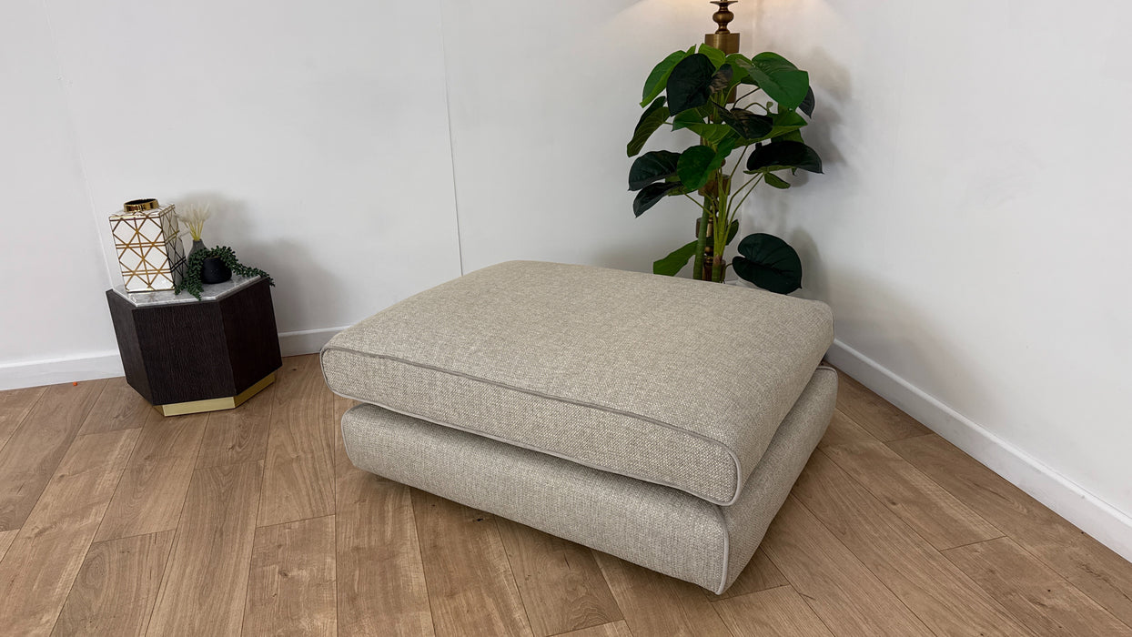 Sofology Sterling Fabric Designer Footstool in Chunky Woven Stone