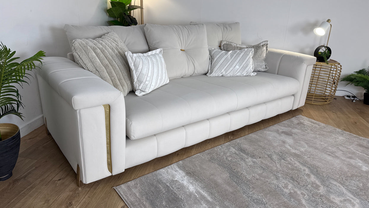 Sofology Oscar Fabric 4 Seater in Matt Velvet Ecru