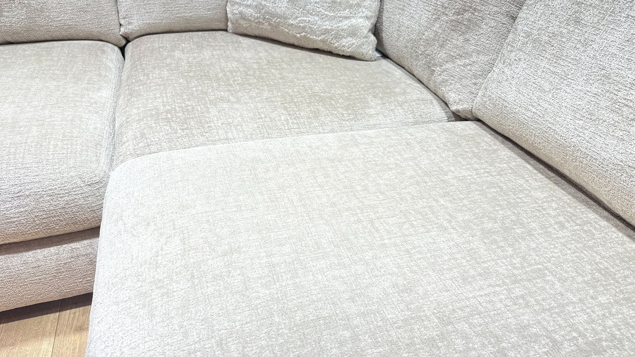 Sofology Majestica Fabric Chaise 1 Corner 3 in Teddy Chenille Natural Mix