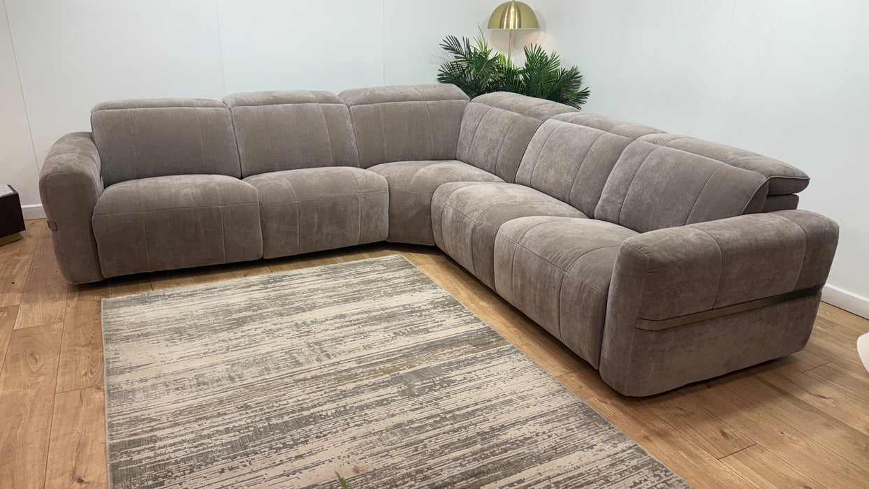 Sofology Lumiere Fabric 3 Corner 3 Power Recliner/Headrest in Relaxed Chenille Nutmeg