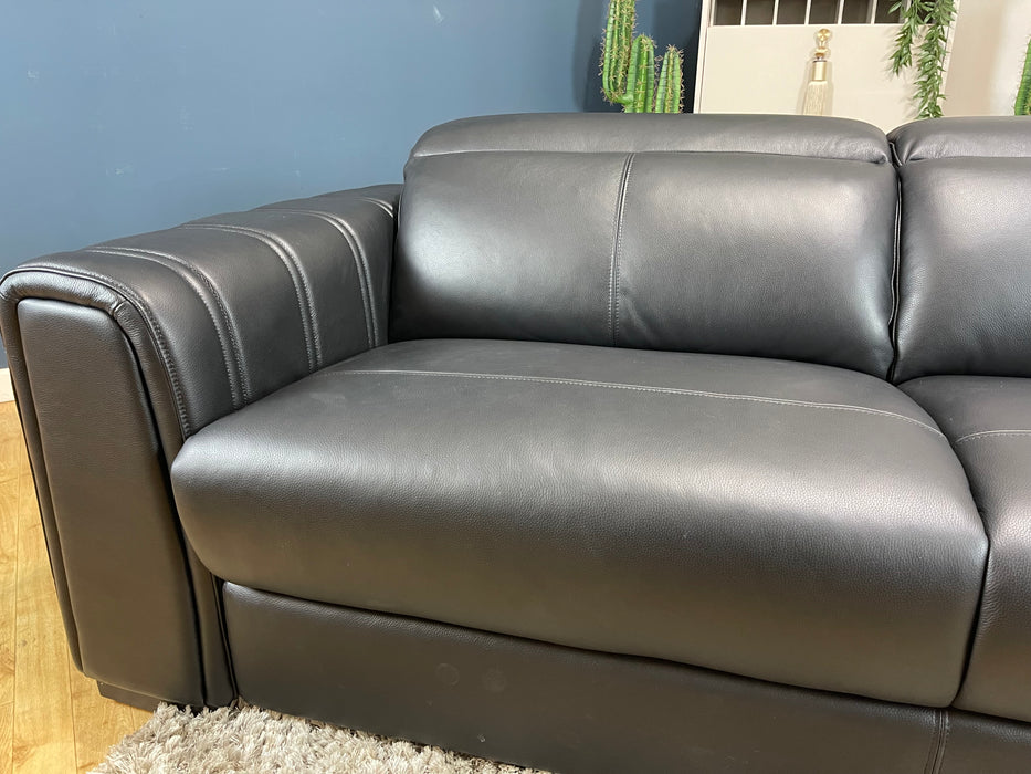 Mason 3 Seater Trusty Embossed Jet Black Leather (WA2)