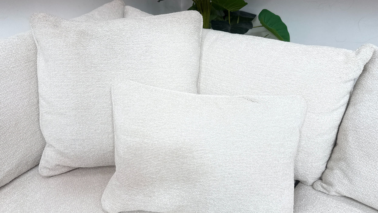 Sofology Westwood Fabric 3 Corner 3 Gold Trim in Soft Boucle Ecru