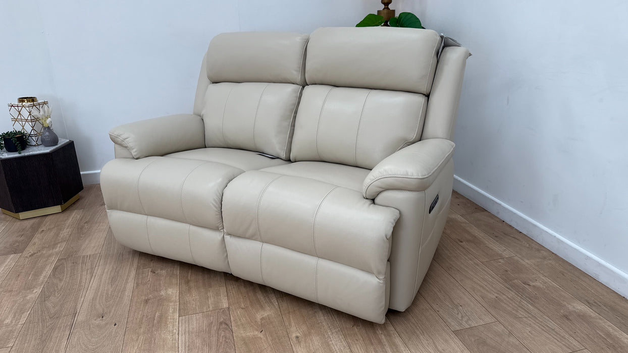 Sofology Gracie Leather 2 Seater Power Recliner/Headrest in Trusty Sheen Bone China